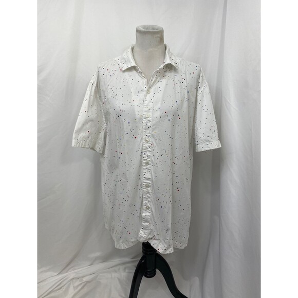 City Street’s Men's Shirt White Paint Splash Casual Button-Down Size XL - Picture 3 of 7